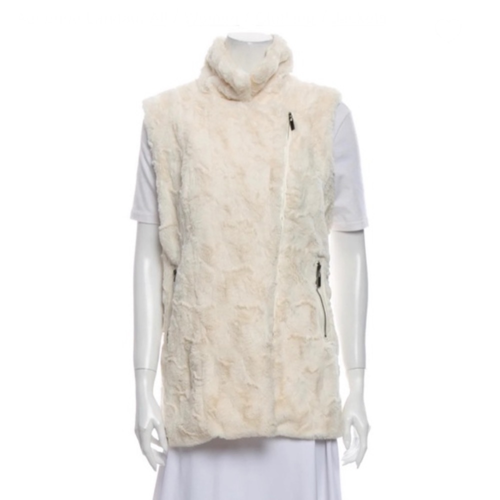 Adrienne Landau Faux Fur Vest Cream‎ Size Large Vegan